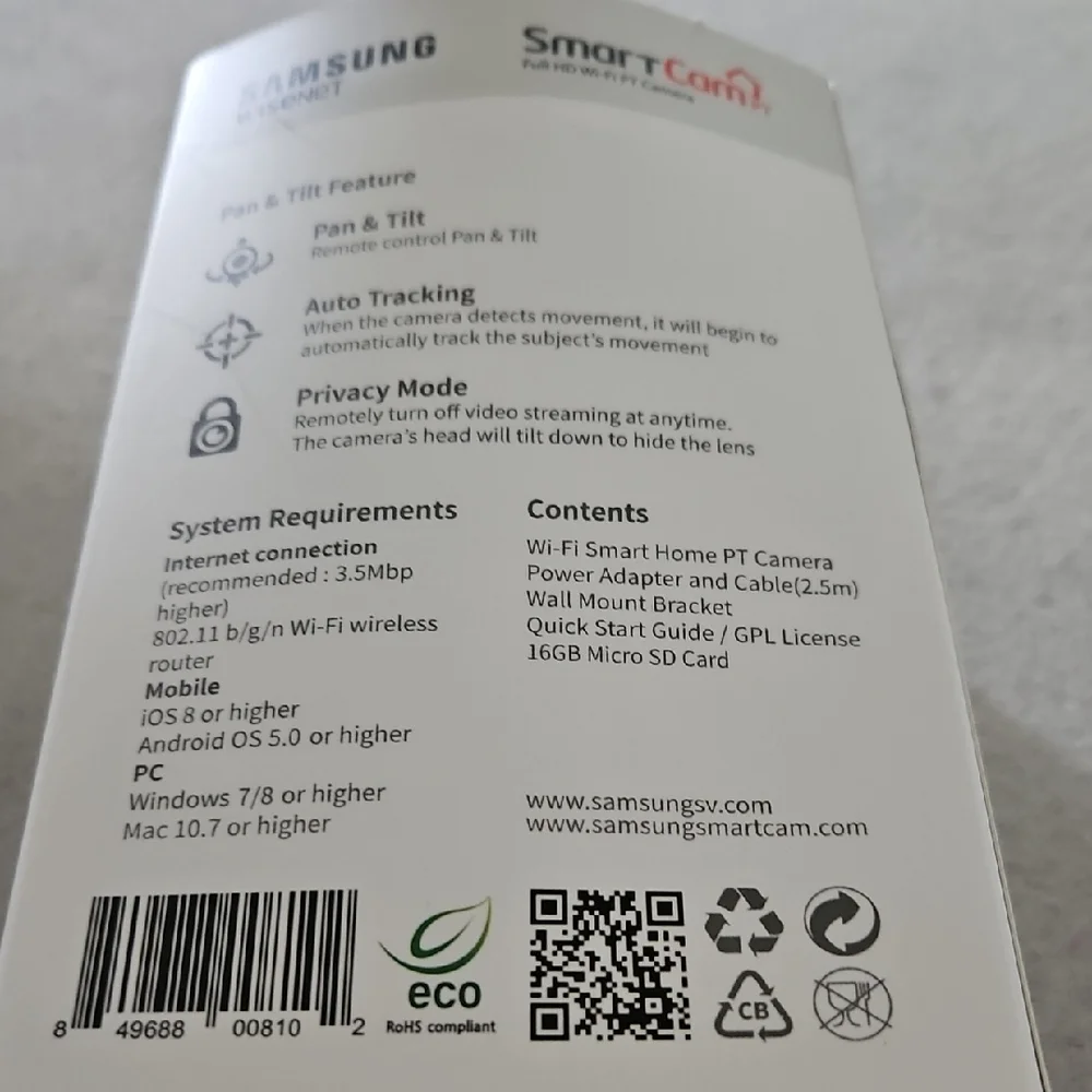 Samsung Full HD Wi‑Fi Pan & Tilt Camera White